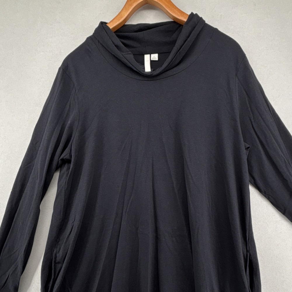 Pure Jill Cowl Neck Tunic Dress‎ L Lagenlook Swing Pima Cotton Tencel Pockets - Picture 3 of 13